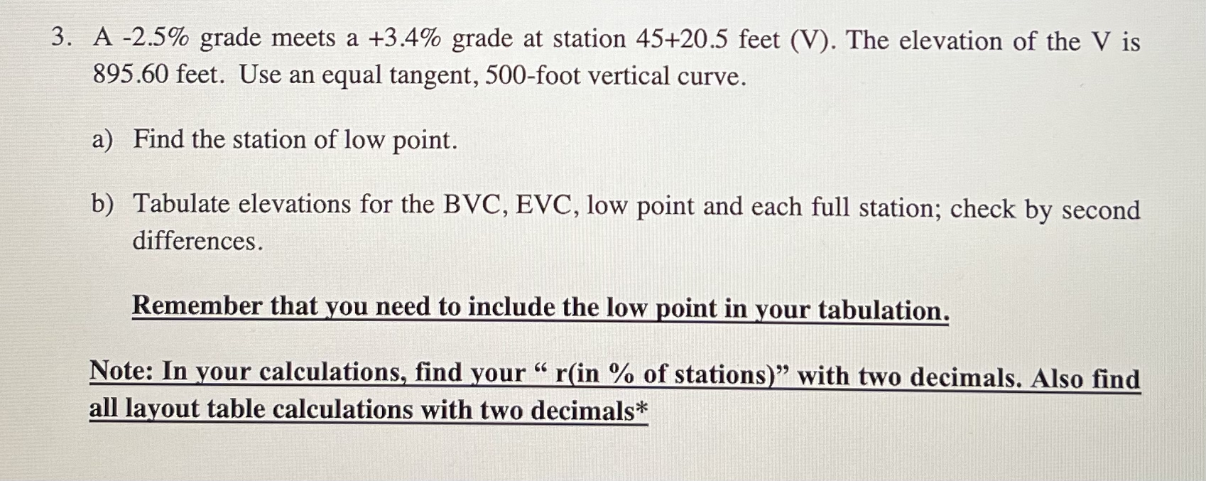 A - 2 . 5 % grade meets a + 3 . 4 % grade at