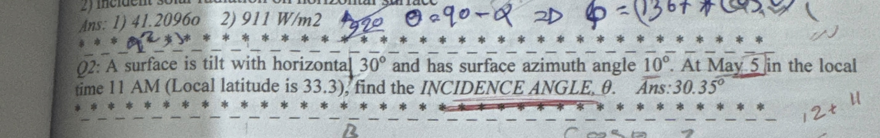 Q 2 : A surface is tilt with horizontal 3 0 and