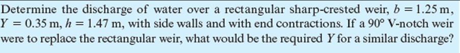 Determine the discharge of water over a