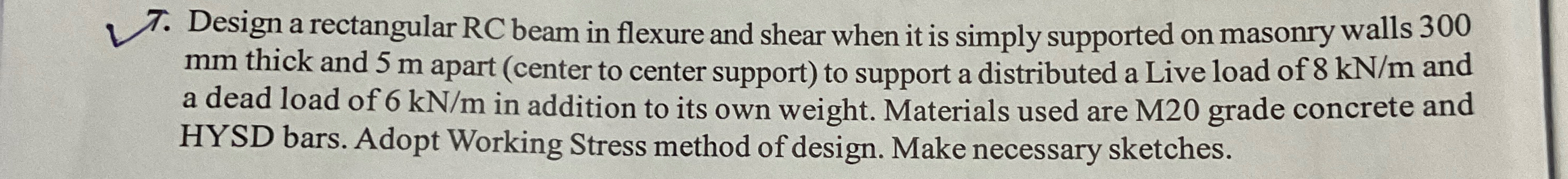 Design a rectangular R C beam in flexure and
