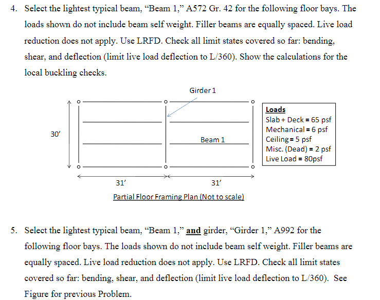 Select the lightest typical beam, "Beam 1 , " A 5