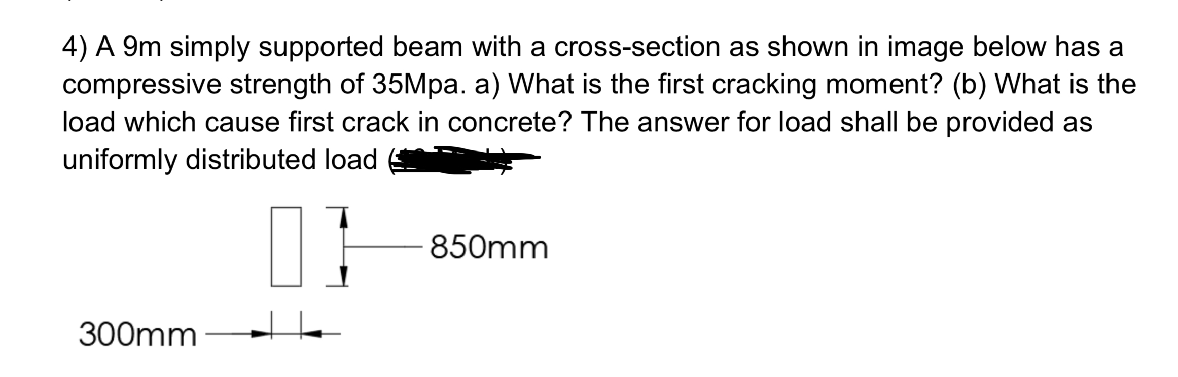 A 9 m simply supported beam with a cross -