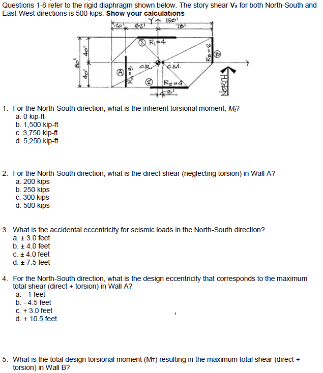 Questions 1 - 8 refer to the rigid diaphragm