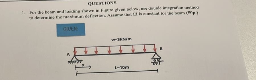QUESTIONS For the beam and loading shown in