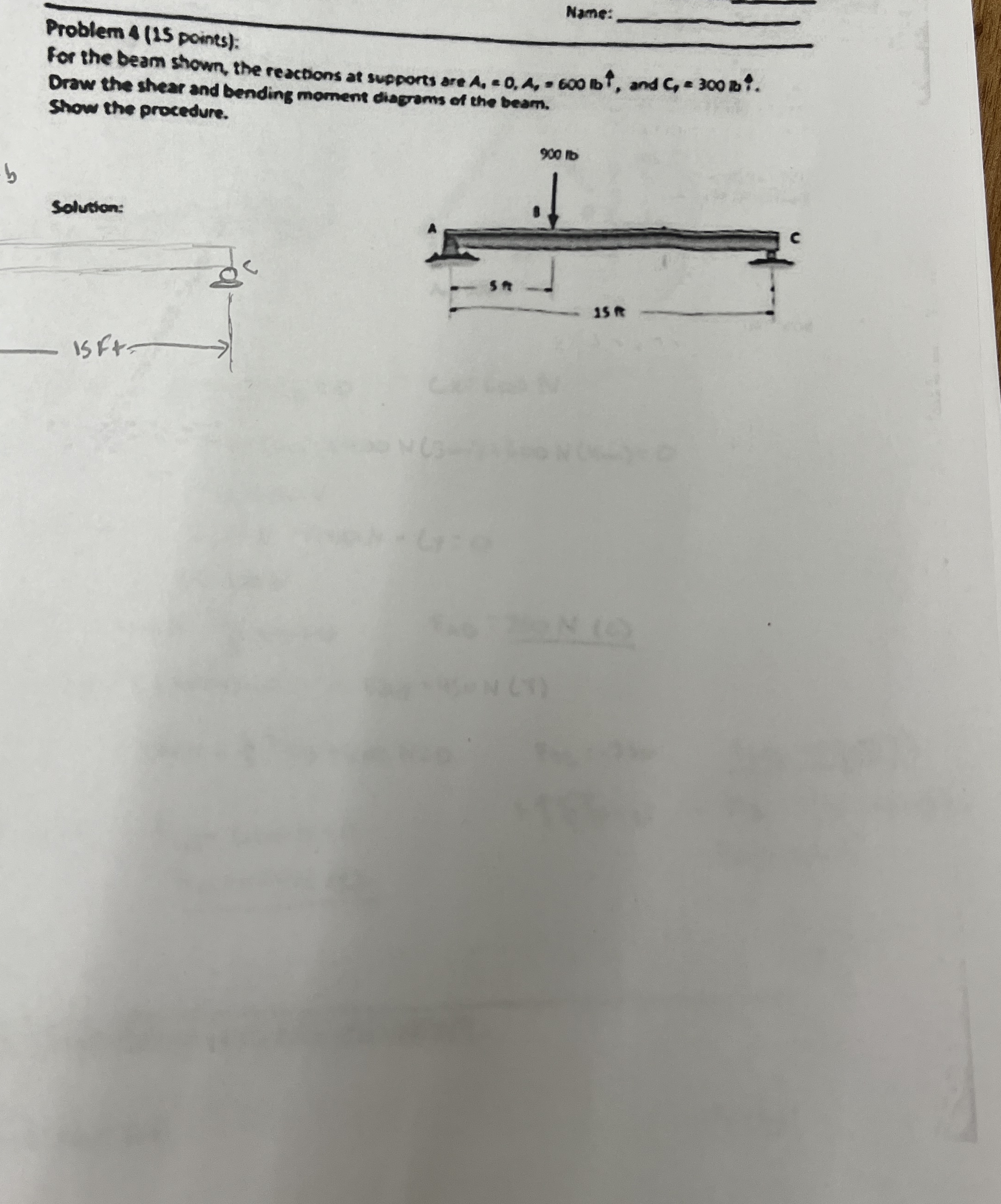 Name: Problem 4 ( 1 5 points ) : q , For the beam