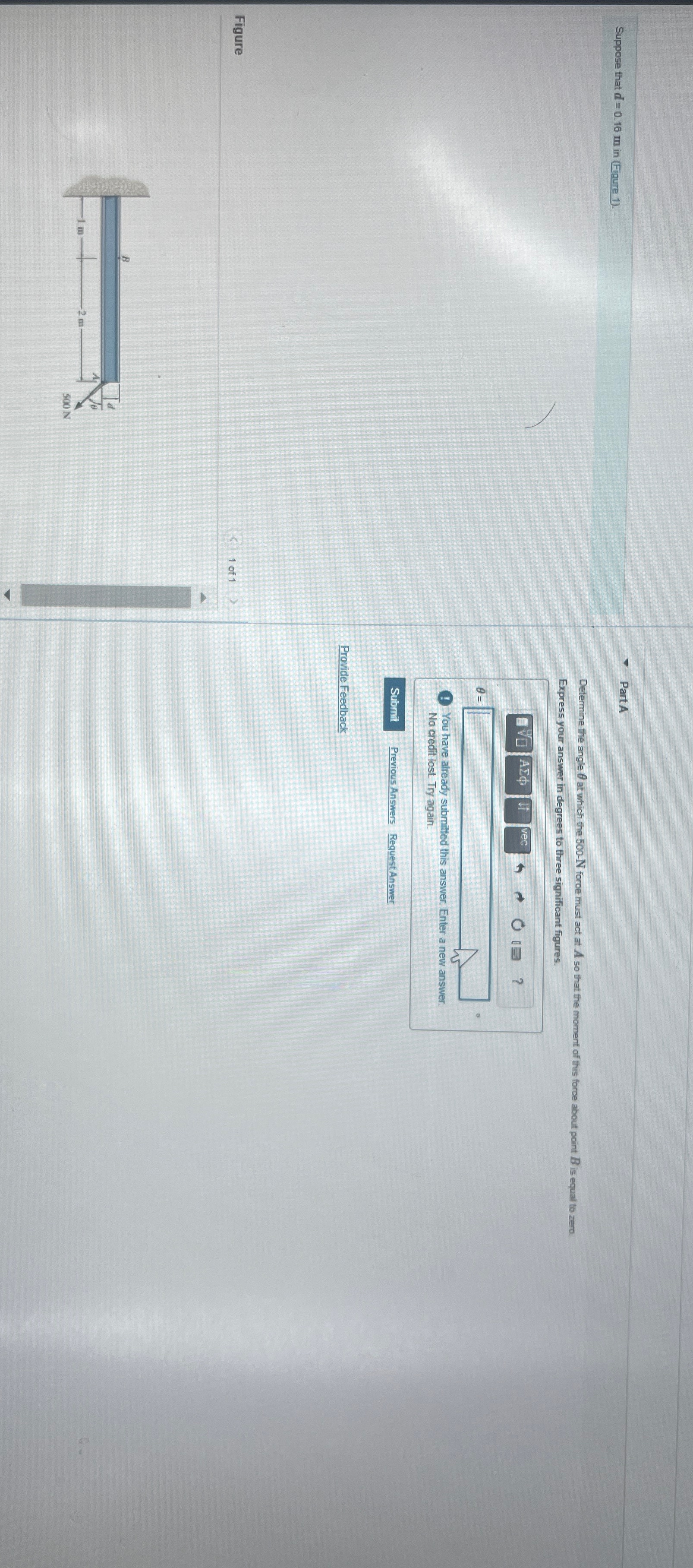 Suppose that d = 0 . 1 6 m in ( Fiqure 1 ) .