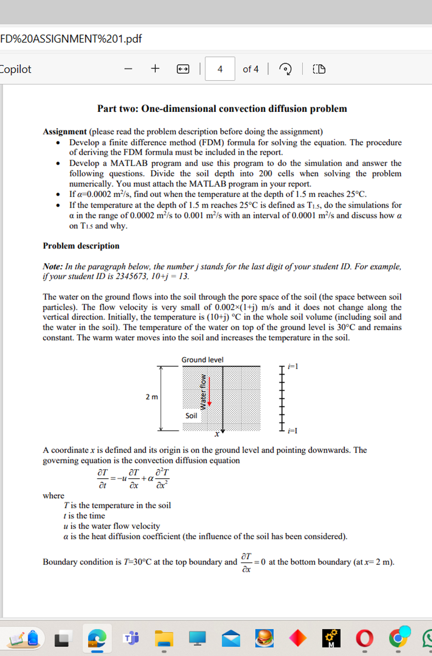 Part two: One - dimensional convection diffusion