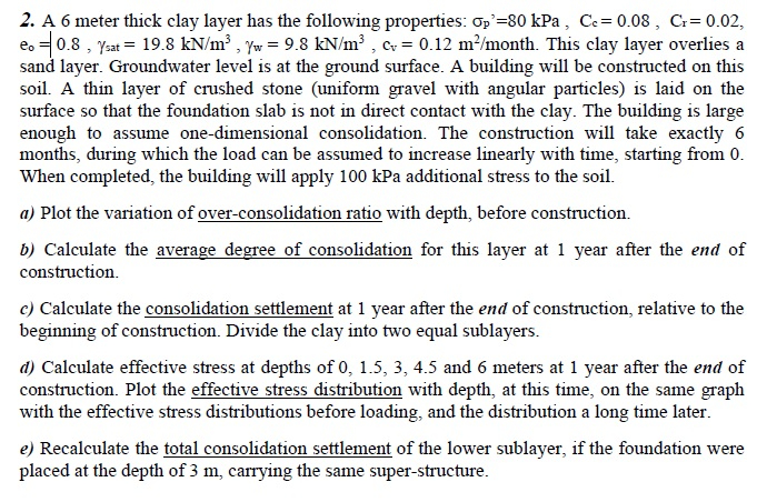 Please show calculations for part d and e . A 6