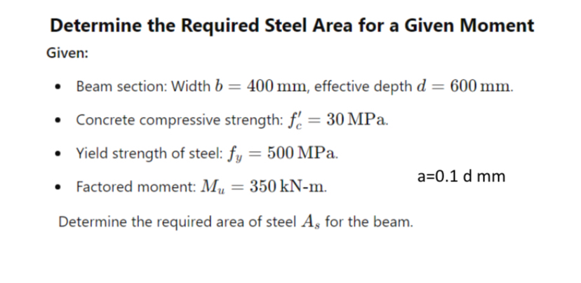 Determine the Required Steel Area for a Given