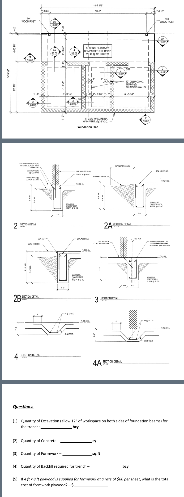 2 3 secron of 2 B 4 4 A SECTION DETAl Questions: