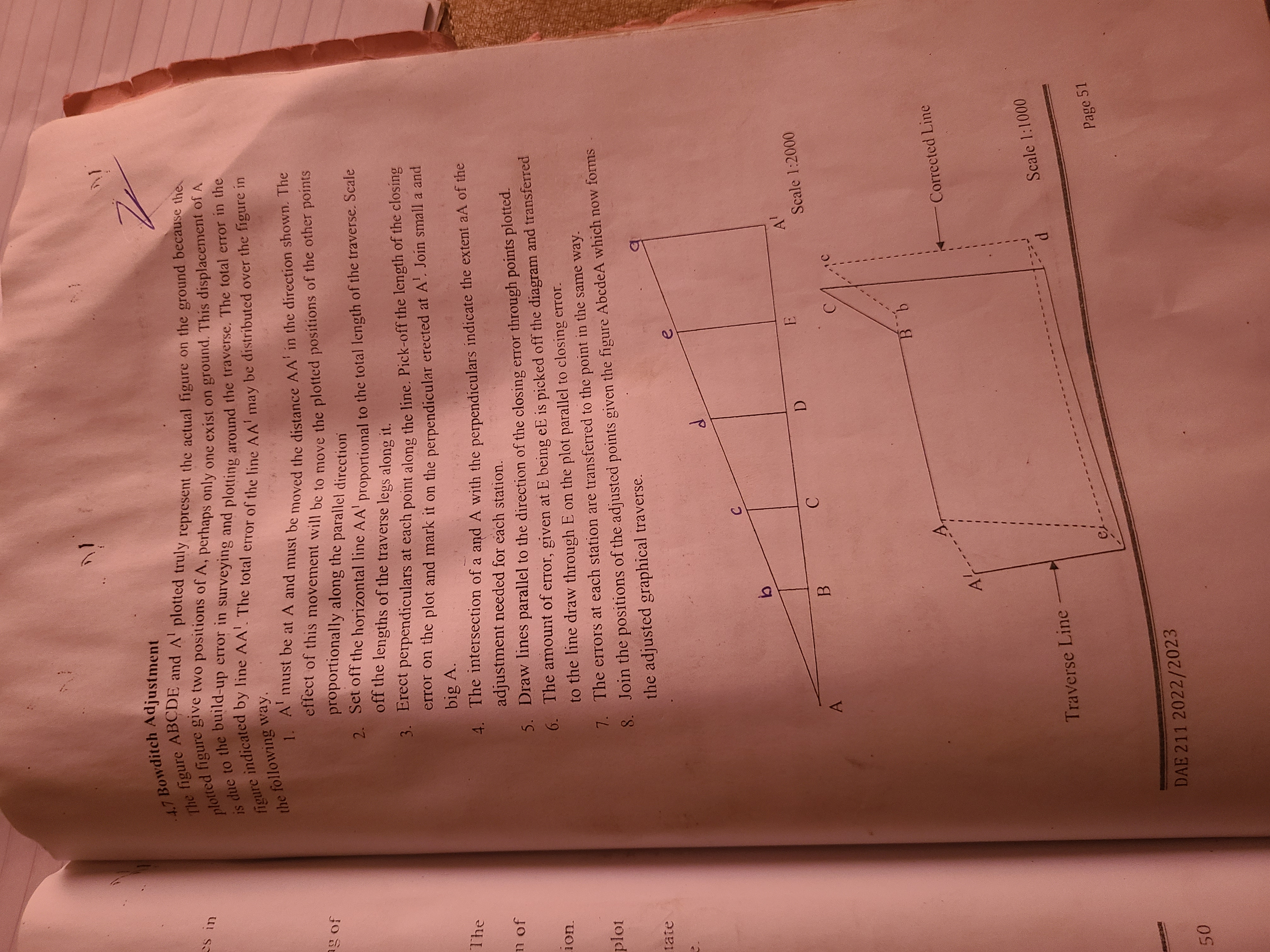 4 . 7 Bowditch Adjustment The figure \ ( A B C D