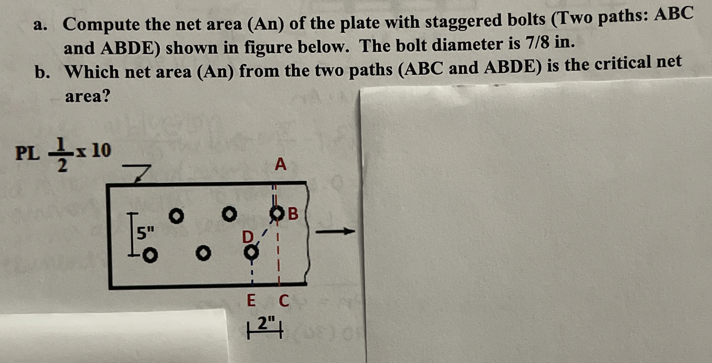 a . Compute the net area ( An ) of the plate with