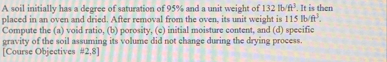 A soil initially has a degree of saturation of 9