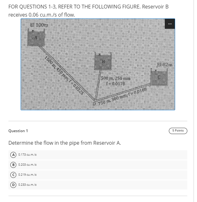 Question 1 Determine the flow in the pipe from