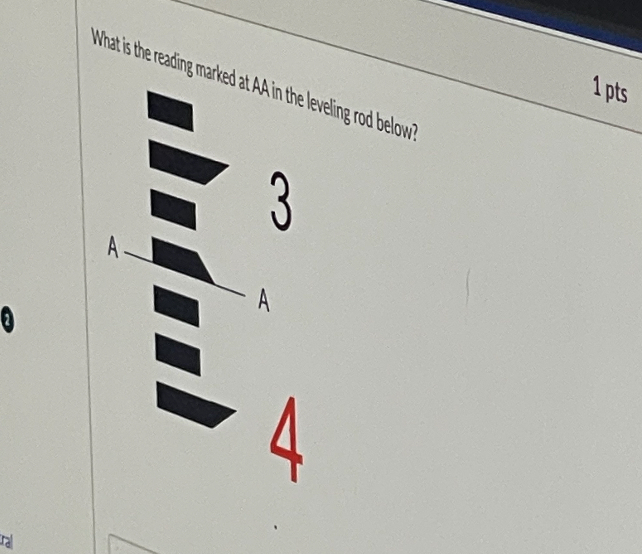 What is the reading marked at AA in the leveling