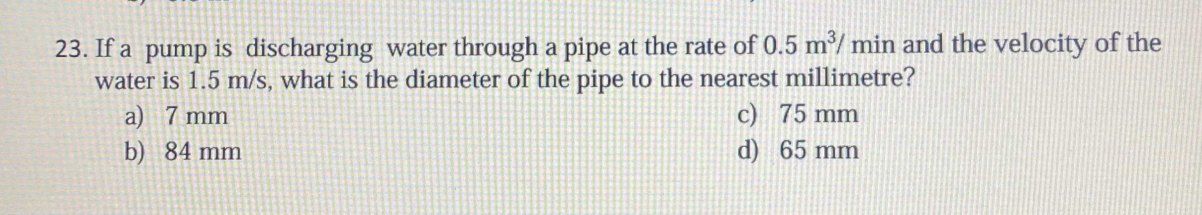 If a pump is discharging water through a pipe at