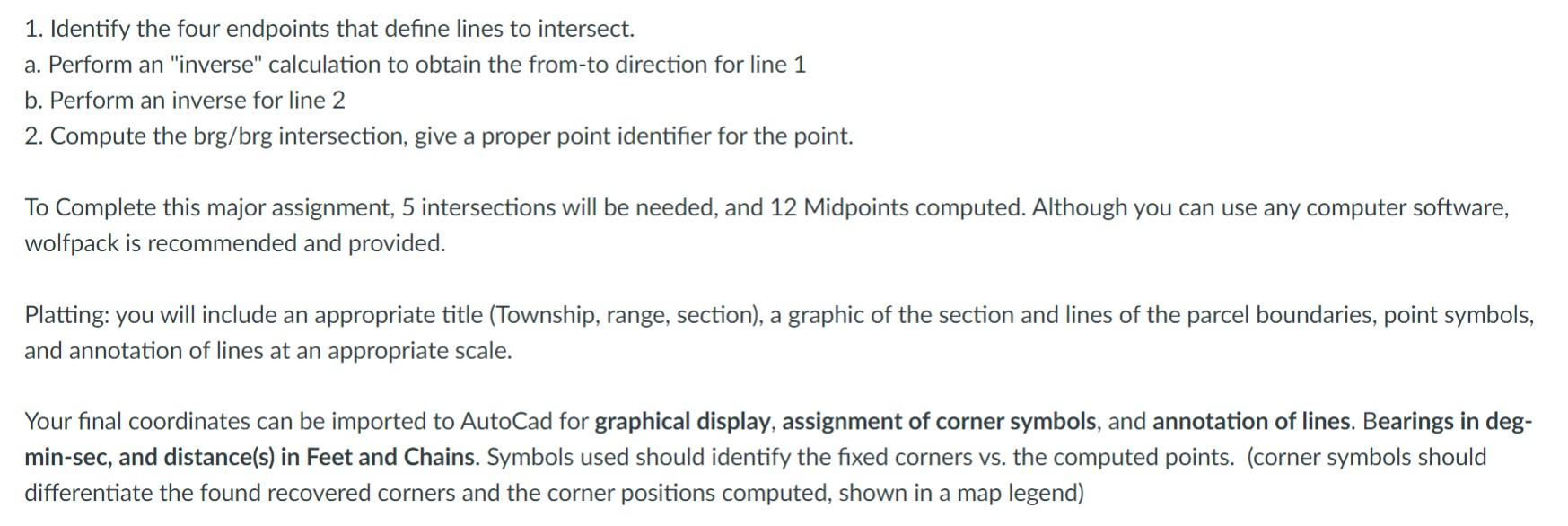 Identify the four endpoints that define lines to