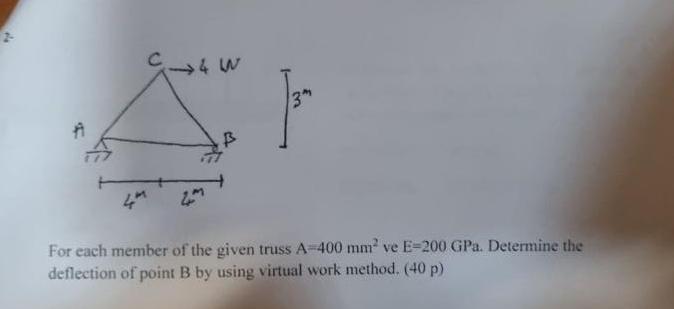 For each member of the given truss A = 4 0 0 m m