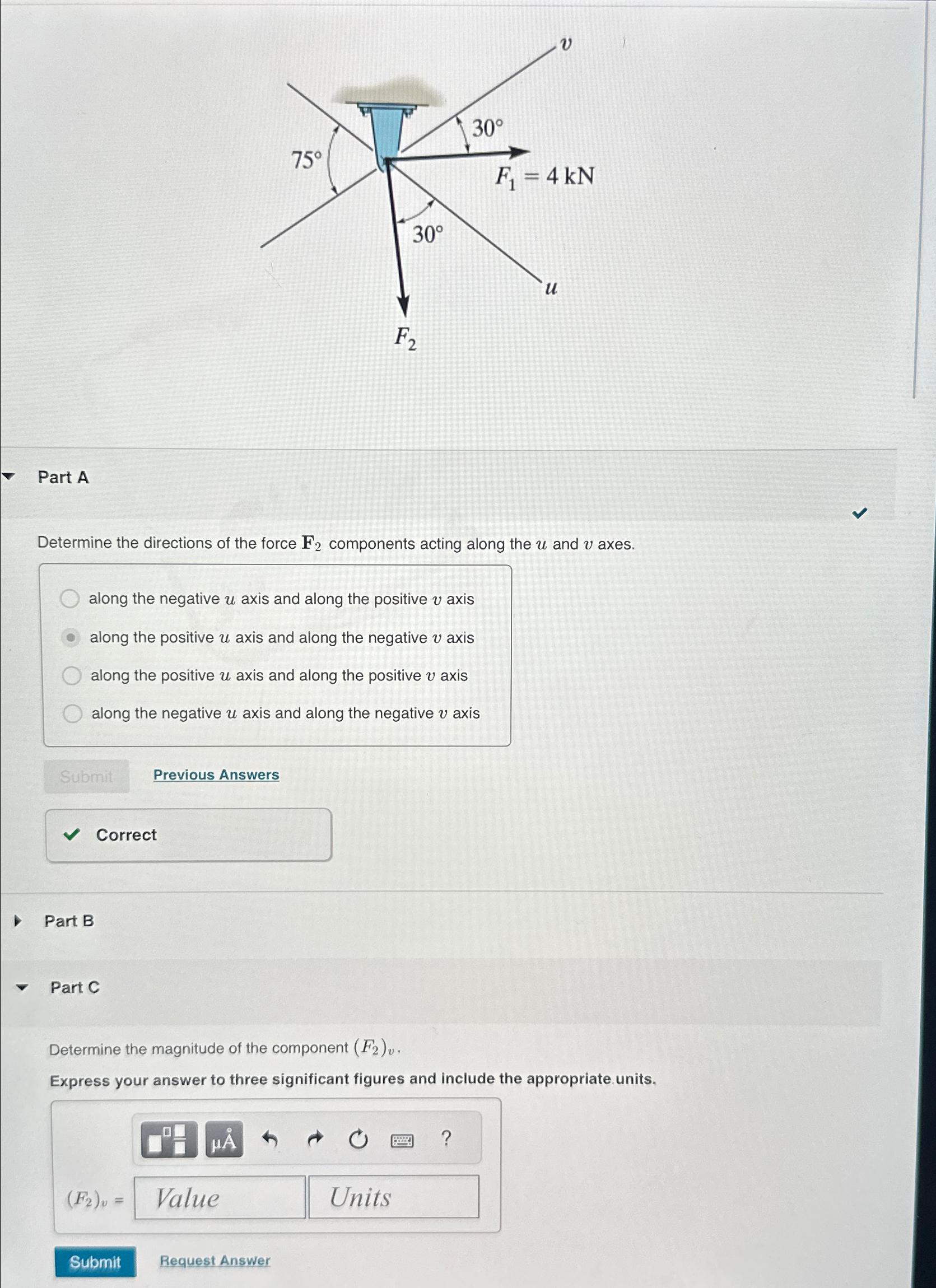 Part A Determine the directions of the force F 2