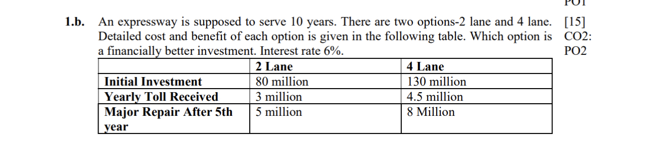 1 . b . An expressway is supposed to serve 1 0