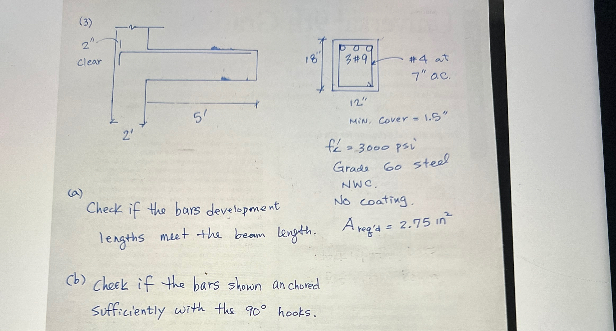 Min. Cover = 1 . 5 ' ' f c ' = 3 0 0 0 ' Grade 6