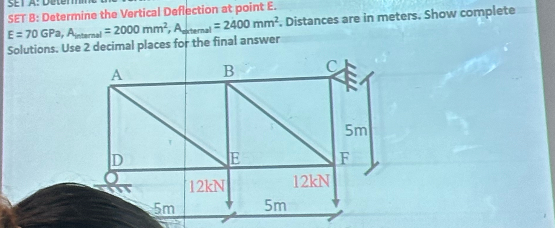 SET B: Determine the Vertical Deflection at point