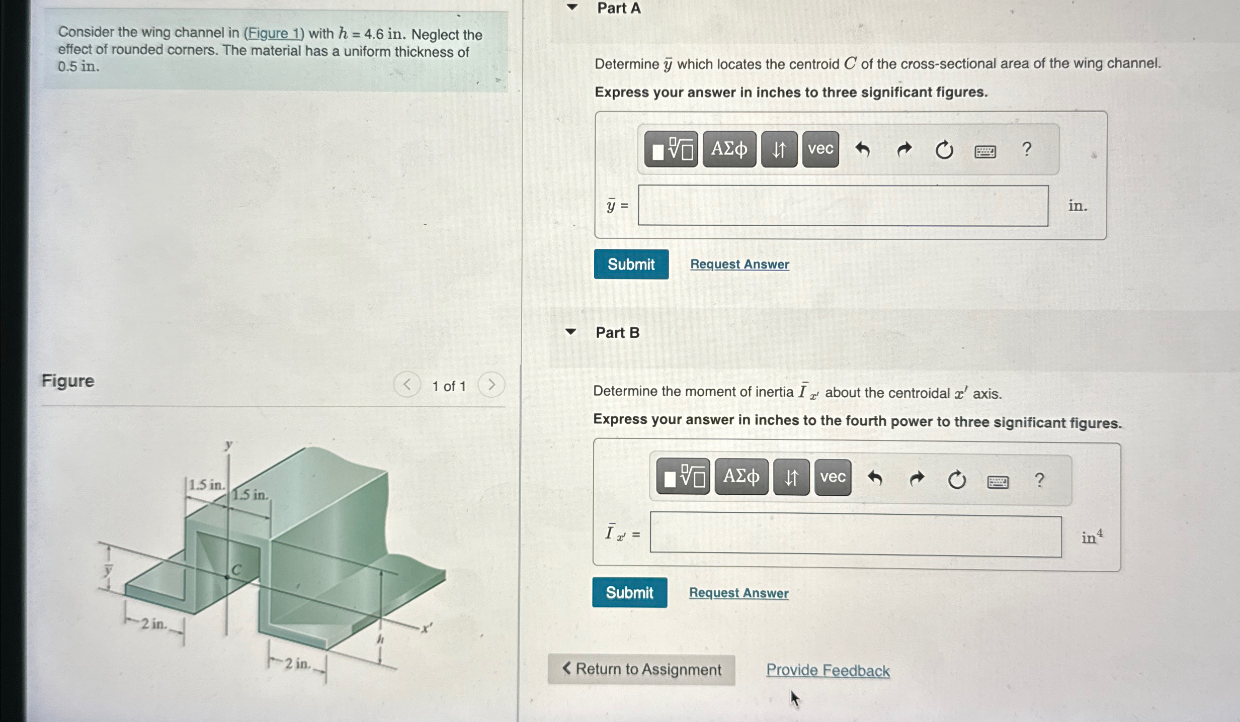 Solve using tabular method. Consider the wing