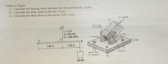 Refer to Figure a ) Calculate the bearing stress