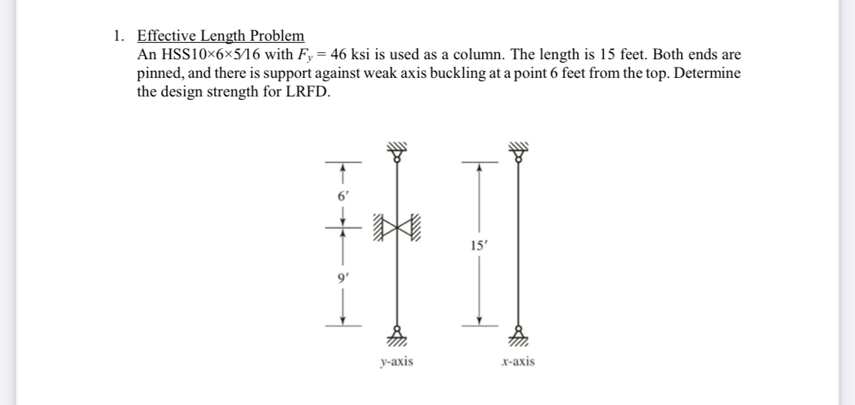 Effective Length Problem An HSS 1 0 6 5 1 6 with