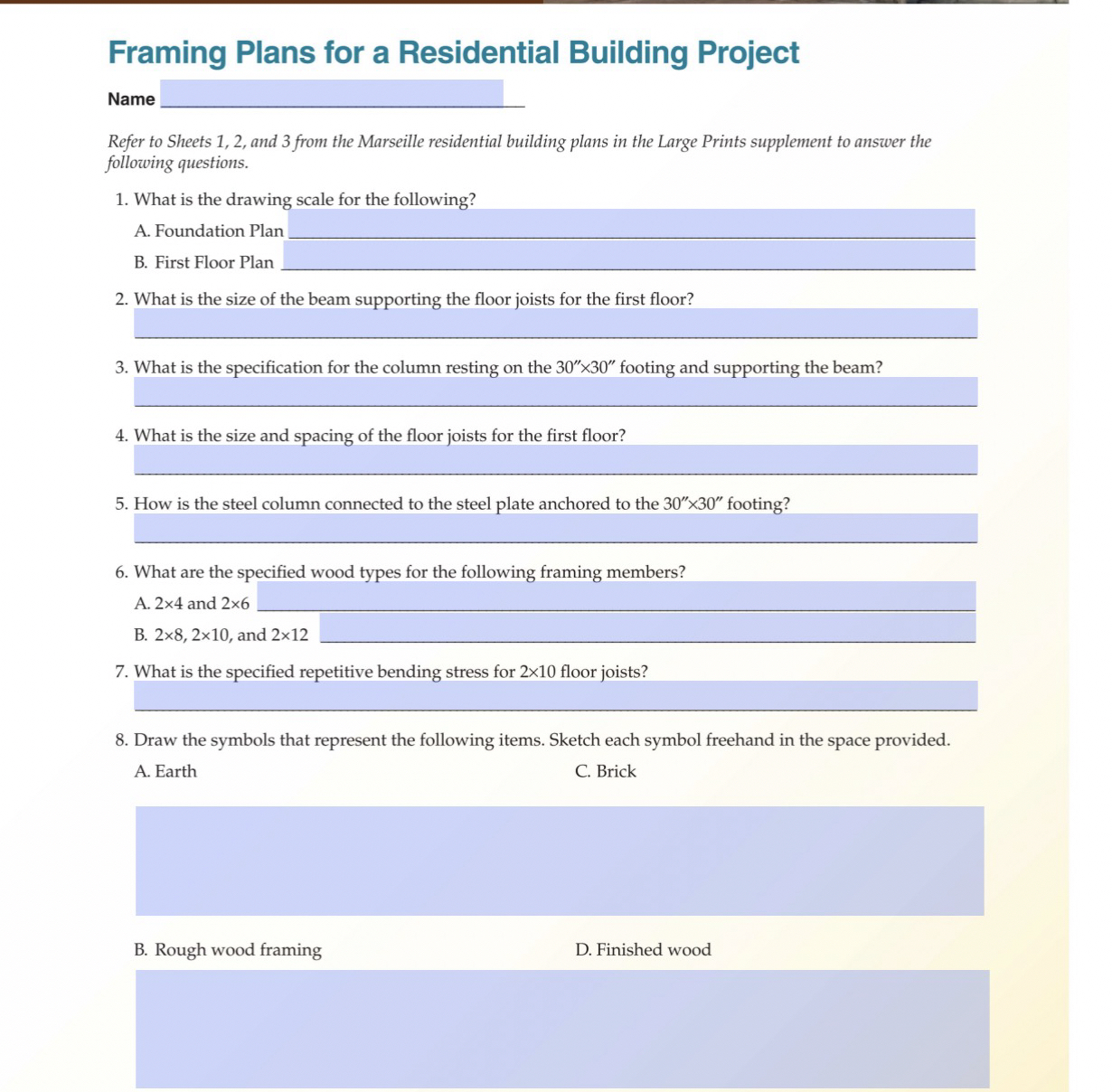 Framing Plans for a Residential Building Project