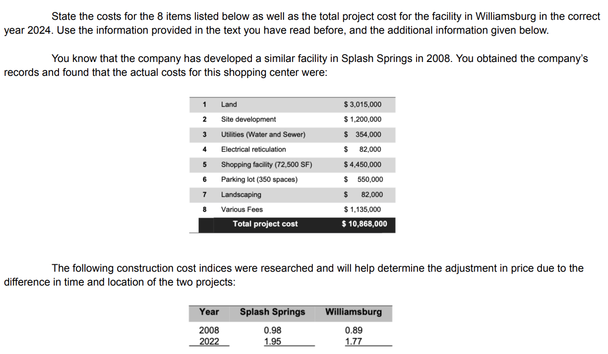 Facts in scenario: - Land was purchased for $ 3 ,
