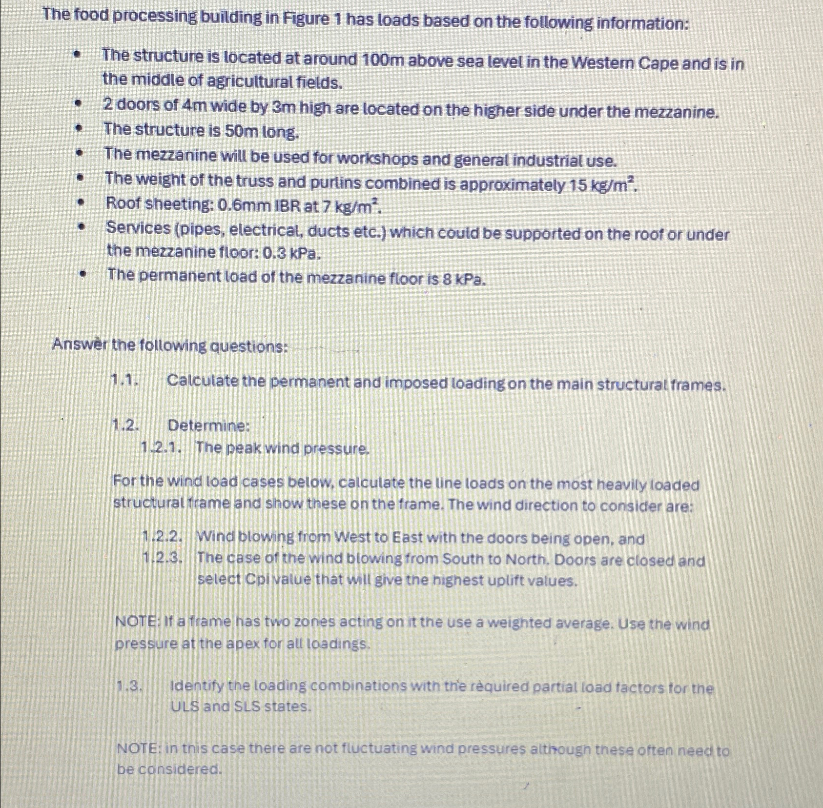 The food processing building in Figure 1 has