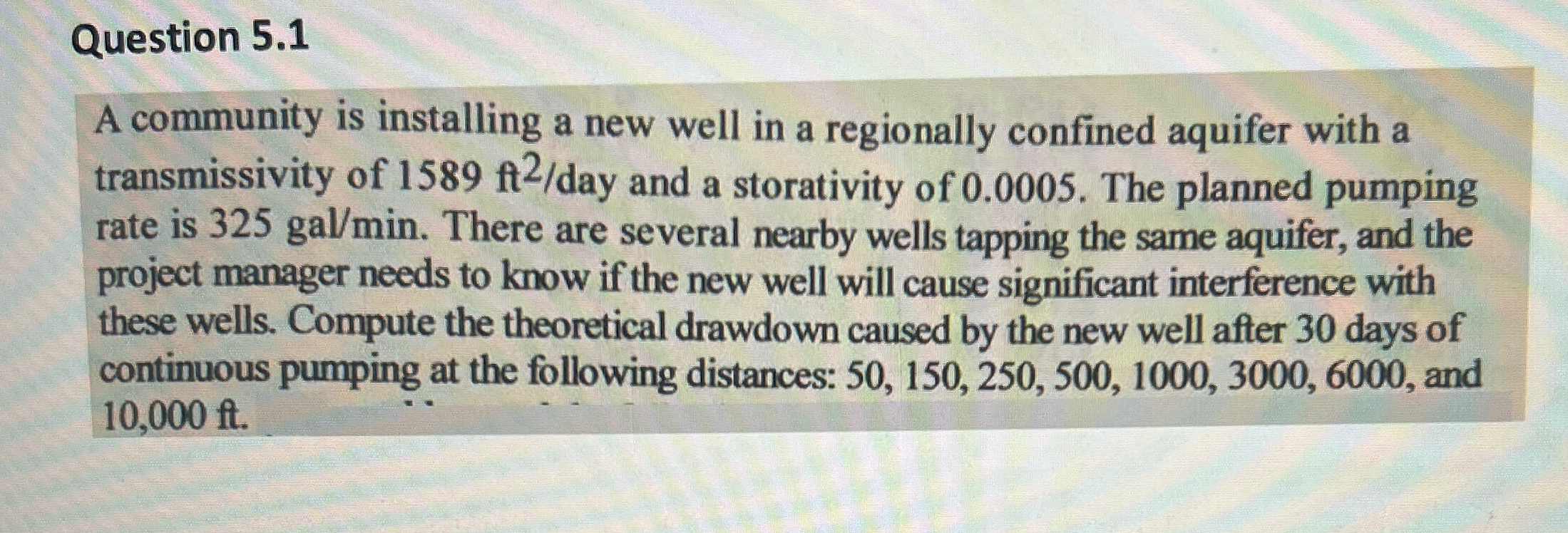 Question 5 . 1 A community is installing a new