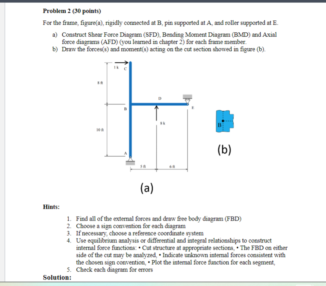 Problem 2 ( 3 0 points ) For the frame, figure (