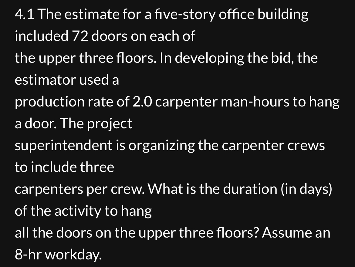 4 . 1 The estimate for a five - story office