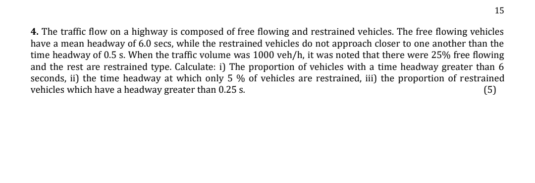 1 5 4 . The traffic flow on a highway is composed