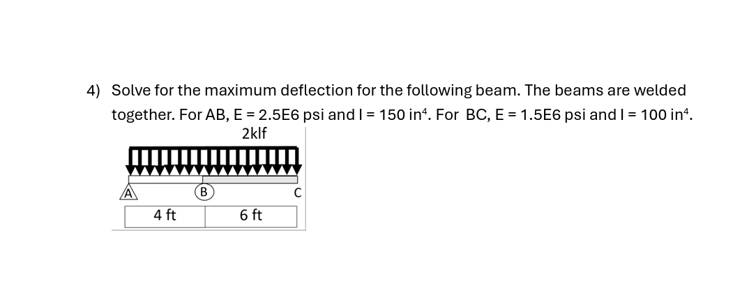 Solve for the maximum deflection for the