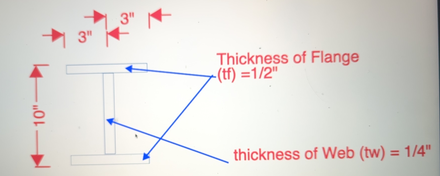 - 1 0 " 3 " 3 "Thickness of Flange - ( th ) = 1 /