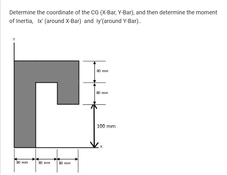 Determine the coordinate of the CG ( X - Bar, Y -