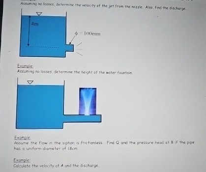 Assuming no losses, deternine the velocity of the