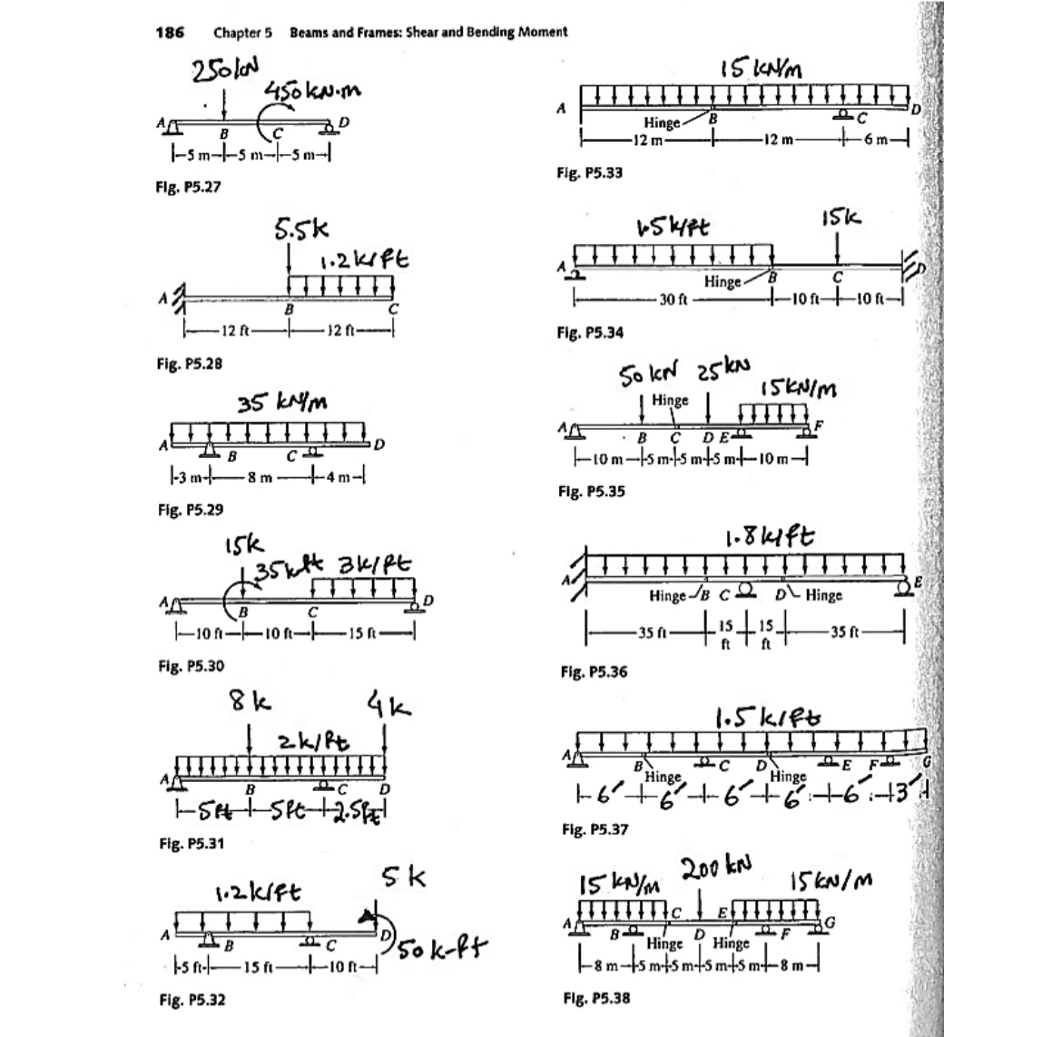 1 8 6 Chapter 5 Beams and Frames: Shear and