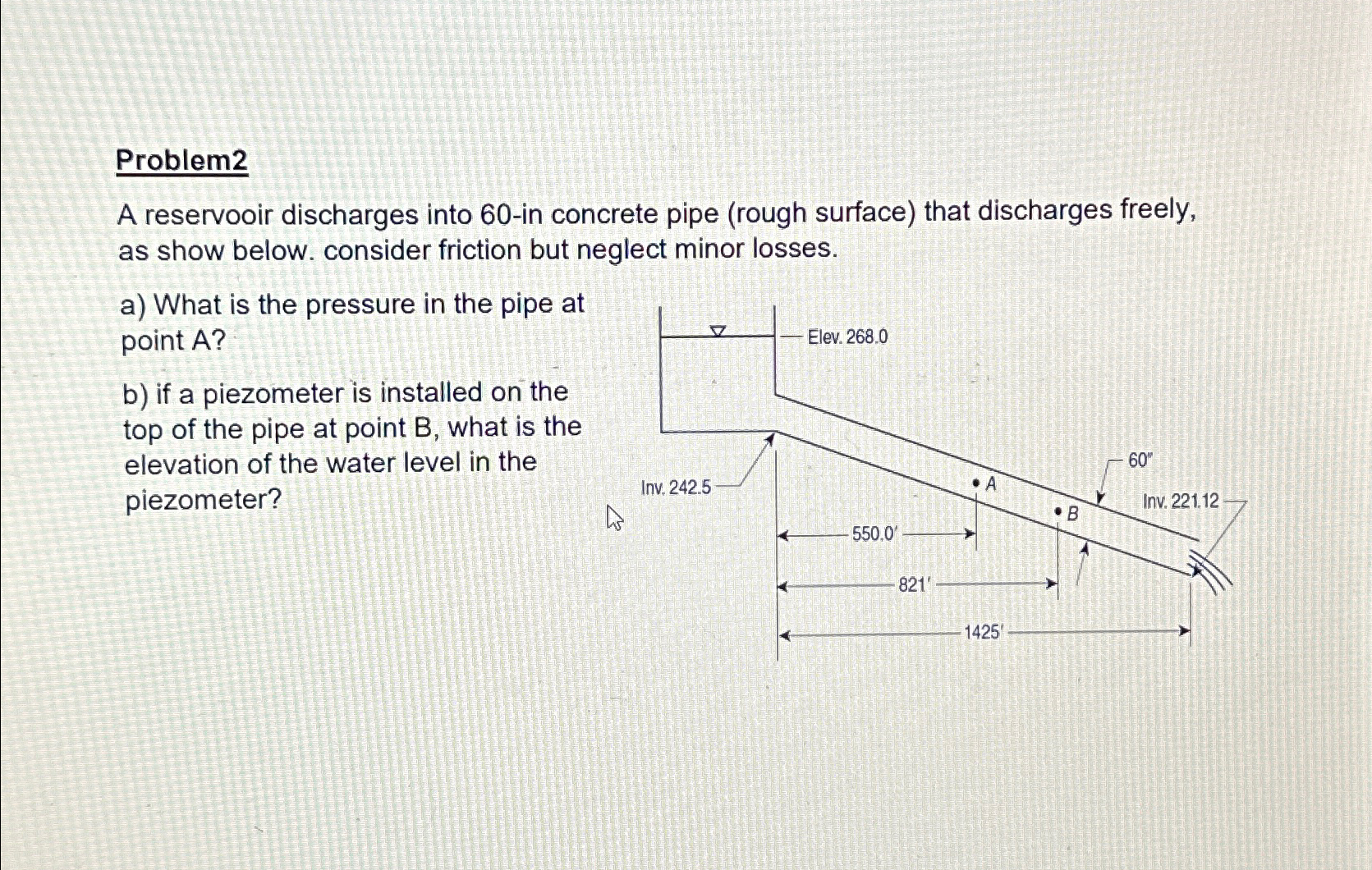 Problem 2 A reservooir discharges into 6 0 - in