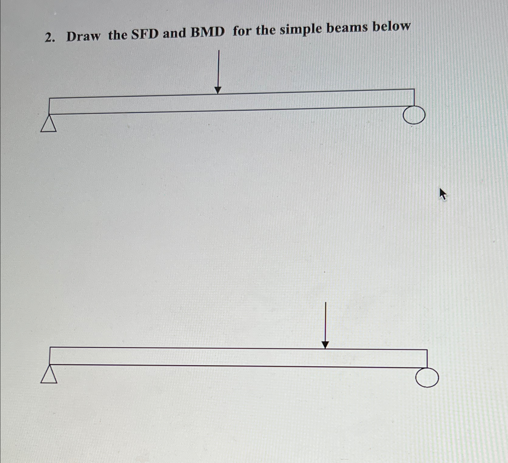 Draw the SFD and BMD for the simple beams below