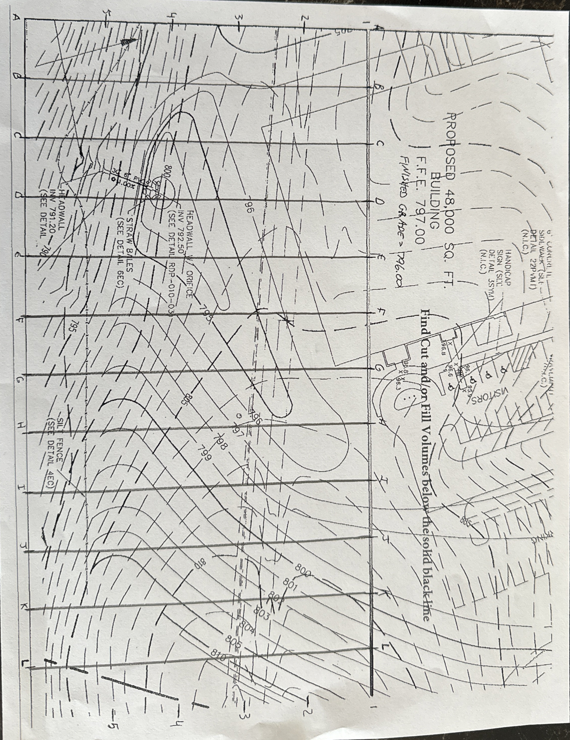 find cut and fill volumes for A - L please