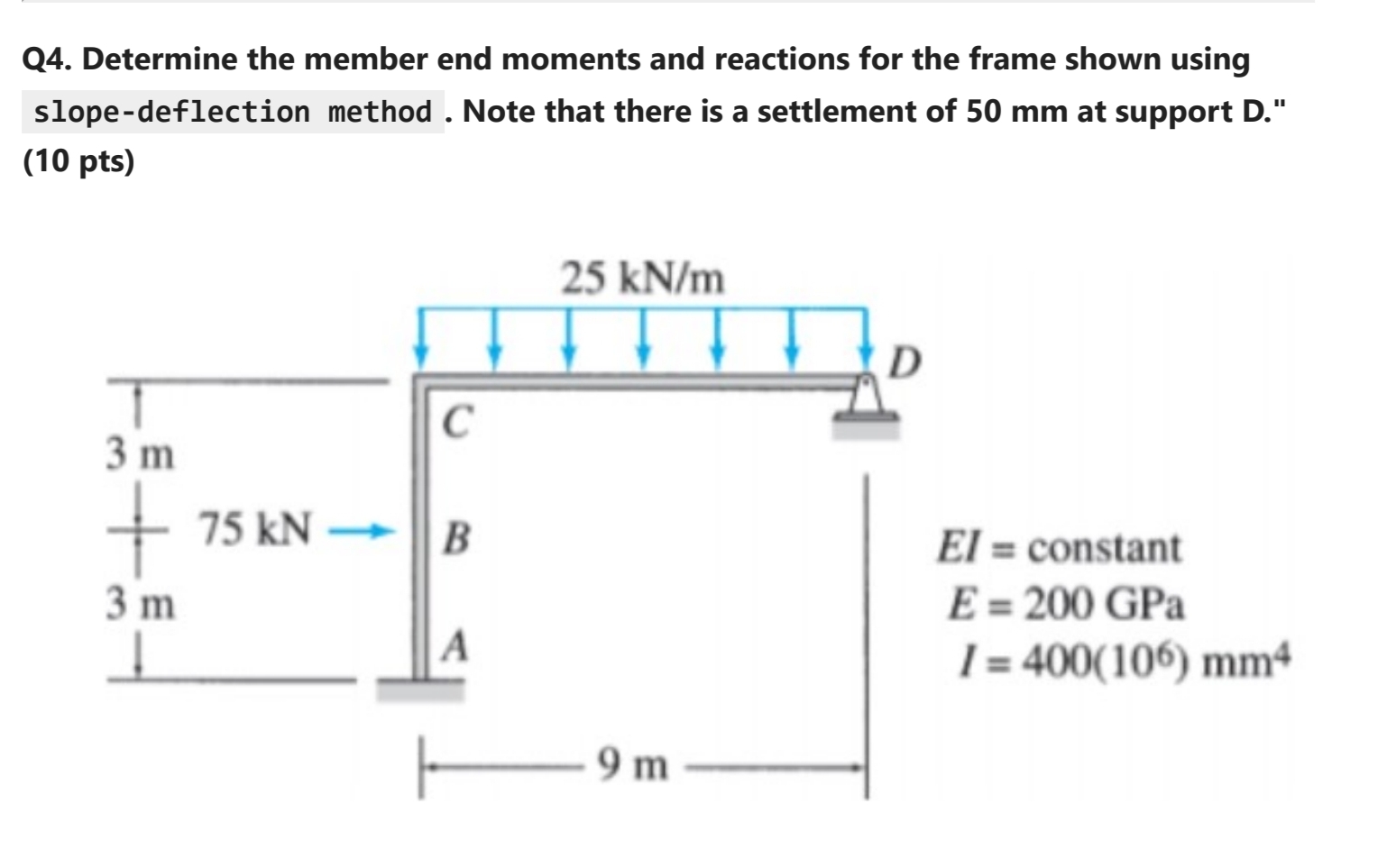 Q 4 . Determine the member end moments and