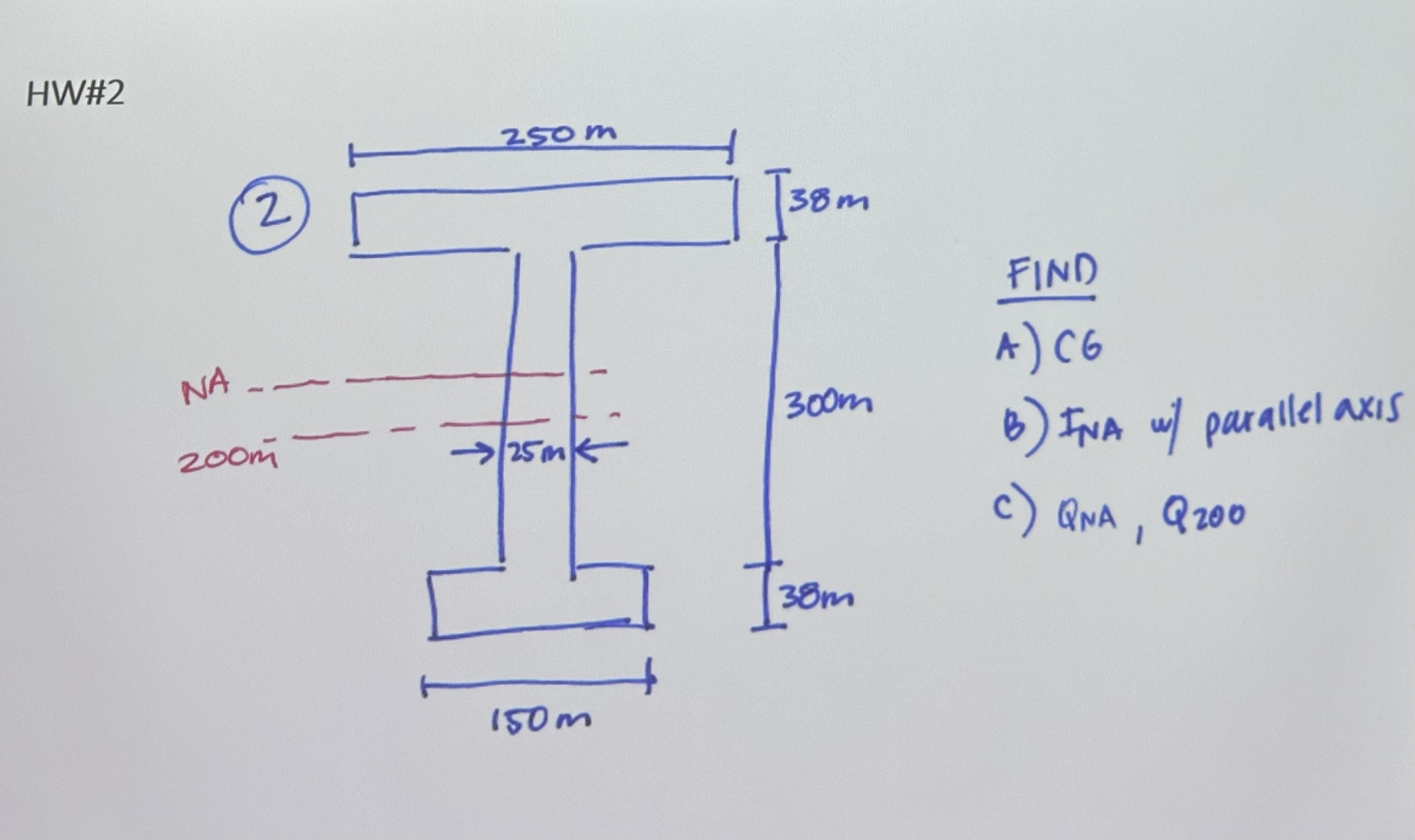 HW# 2 A ) find CG B ) FIND INA w / parallel axis