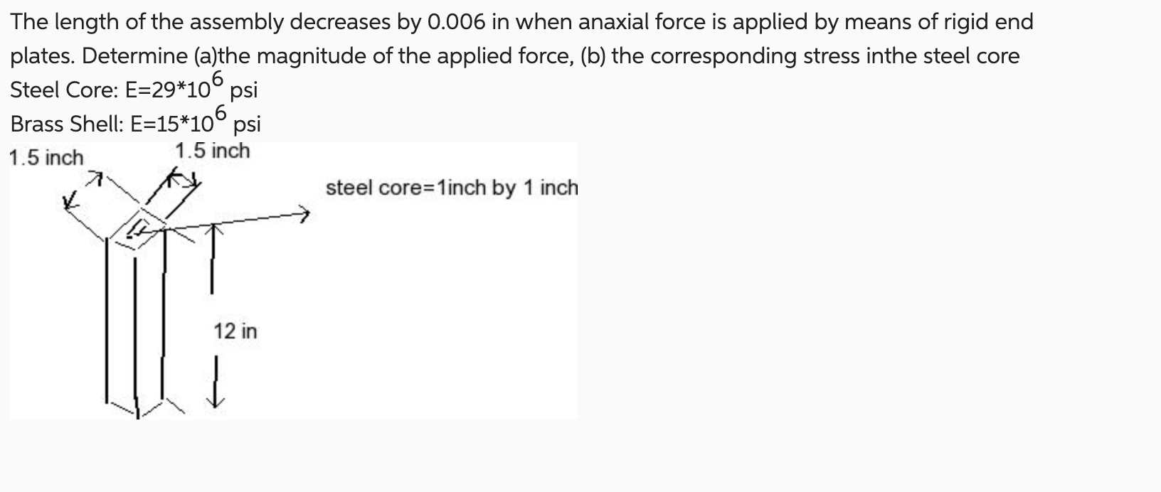 The length of the assembly decreases by 0 . 0 0 6