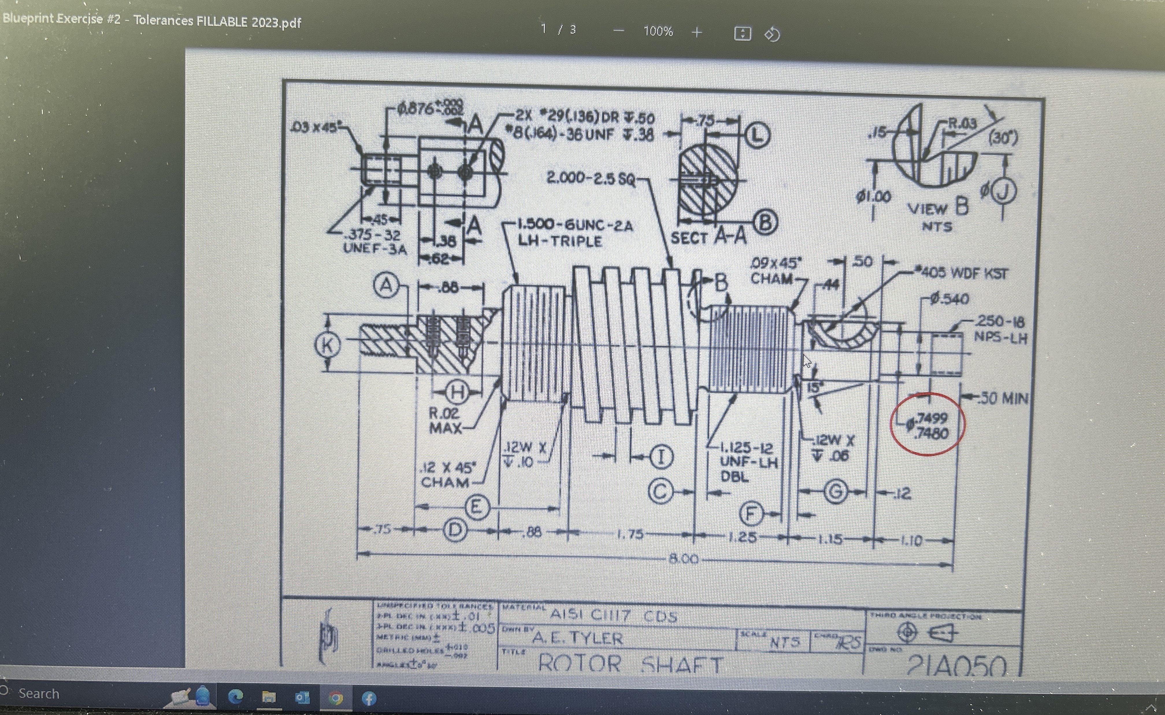Blueprint Exercise # 2 - Tolerances FILLAELE 2 0
