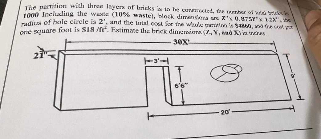 The partition with three layers of bricks is to