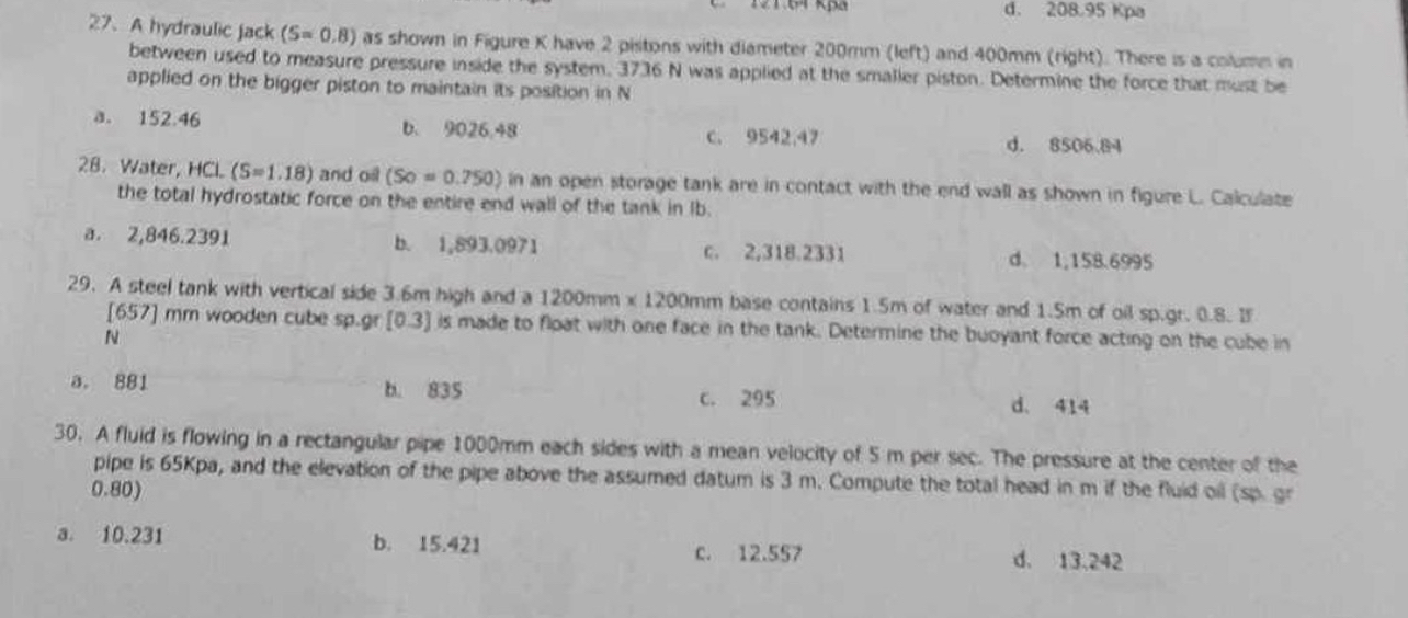 A hydraulic jack ) = ( 0 . 8 as shown in Figure K